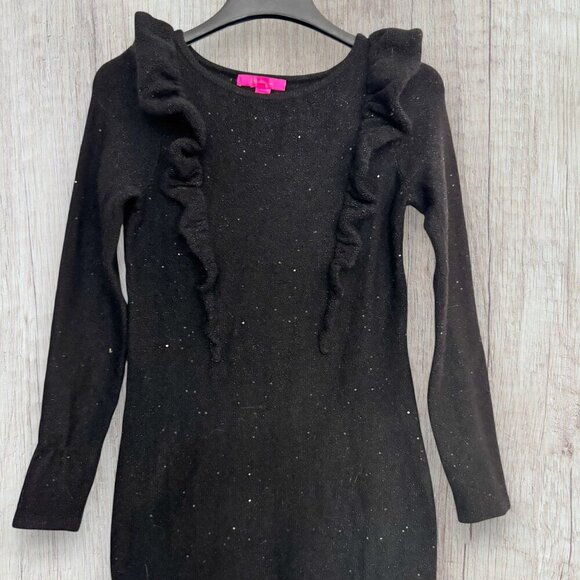 LILLY PULITZER Ruth Black Sequin Sparkle Holiday Christmas Sweater Dress S - Picture 2 of 6